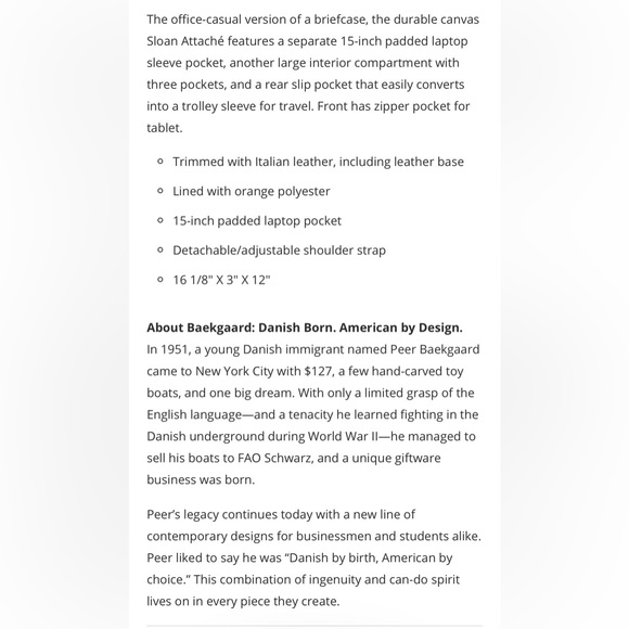 Sloan Attach Green Canvas Bag by Baekgaard casual briefcase - Picture 5 of 5